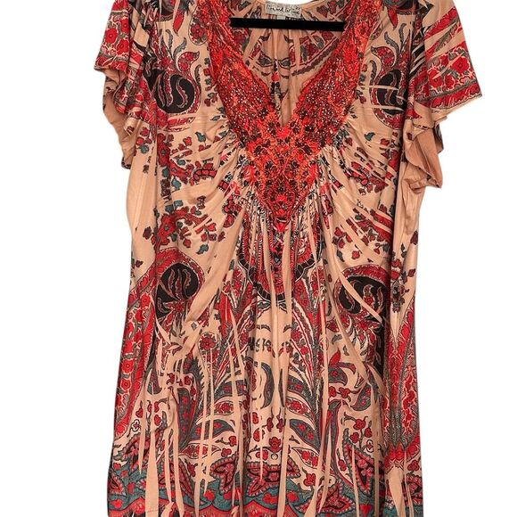 live and let live Women's 2XL Paisley Beaded V-Neck Blouse Multicolor - Picture 1 of 7